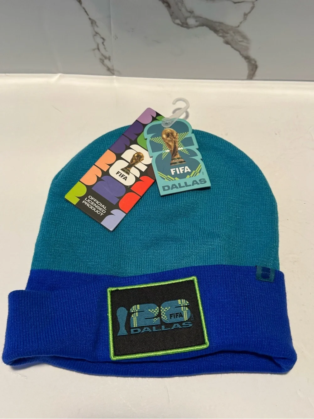 FIFA Dallas Men's Teal and Royal Blue Knit Beanie